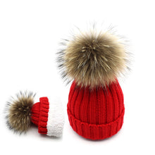 Load image into Gallery viewer, Warm Winter Knit Beanie Hats Parent-Child Wool Autumn and Winter Fleece-Lined Warm Curling Women Unisex
