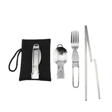 Lade das Bild in den Galerie-Viewer, 304 Stainless Steel Flatware Sets 3 Pcs/set Outdoor Camping Picnic Tableware Folding Knife, Fork and Spoon Chopsticks
