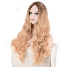 Load image into Gallery viewer, Women Wig Synthetic Wigs Golden Gradient Long Curly Hair W266
