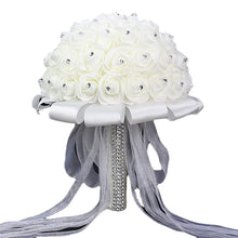Lade das Bild in den Galerie-Viewer, 23cm White Rose Bouquet Bridal Wedding Bouquet Artificial Fake Flower Wedding Bouquet
