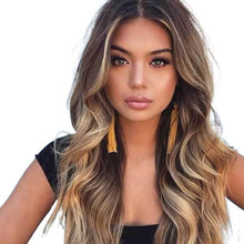 Load image into Gallery viewer, Women Wig Gradient Brown Long Curly Hair Synthetic Wigs W117
