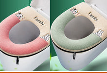 Load image into Gallery viewer, 3pcs Toilet Seat Cover Pads Cartoon Cute Four Seasons plus-Sized   Cushion Autumn and Winter Zipper
