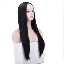 Load image into Gallery viewer, Women Wig Mid-Length Black Face Trimming Long Straight Hair Realistic Headgear W224
