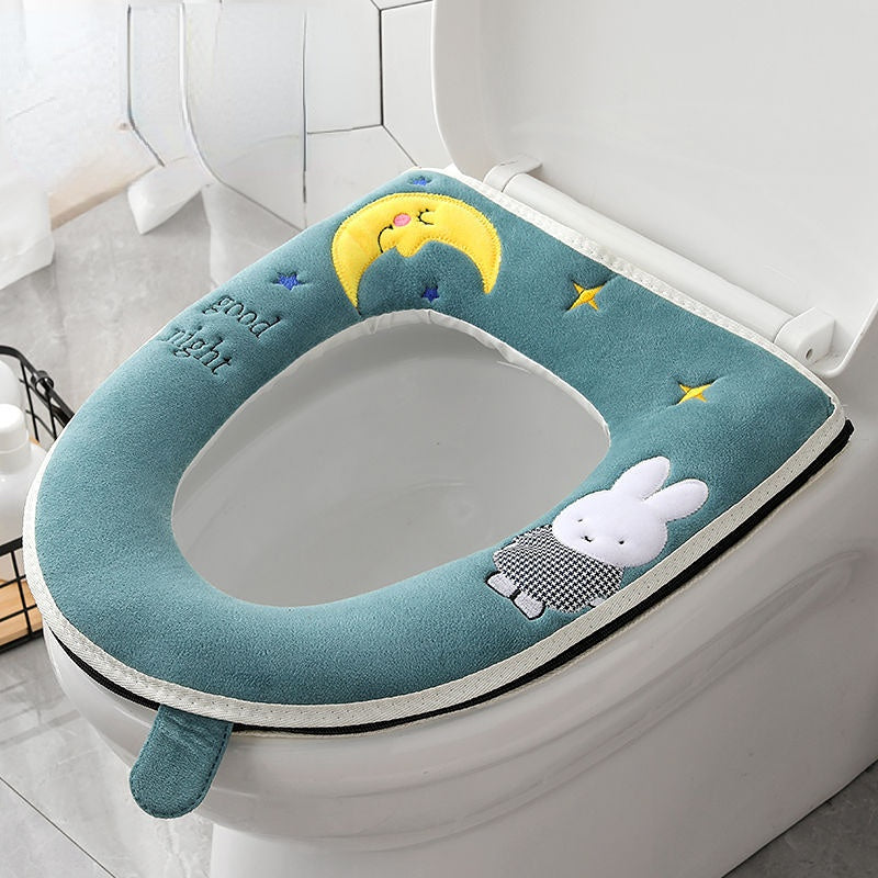 3pcs Toilet Seat Cover Pads Four Seasons    Washer Household Winter Pedestal Ring Zipper