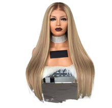 Lade das Bild in den Galerie-Viewer, Women Wig Medium Dyed Straight Hair Gradient Headgear W395
