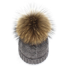 Lade das Bild in den Galerie-Viewer, Warm Winter Knit Beanie Hats Taobao Autumn and Winter Women's Fur 15cm Wool Unisex
