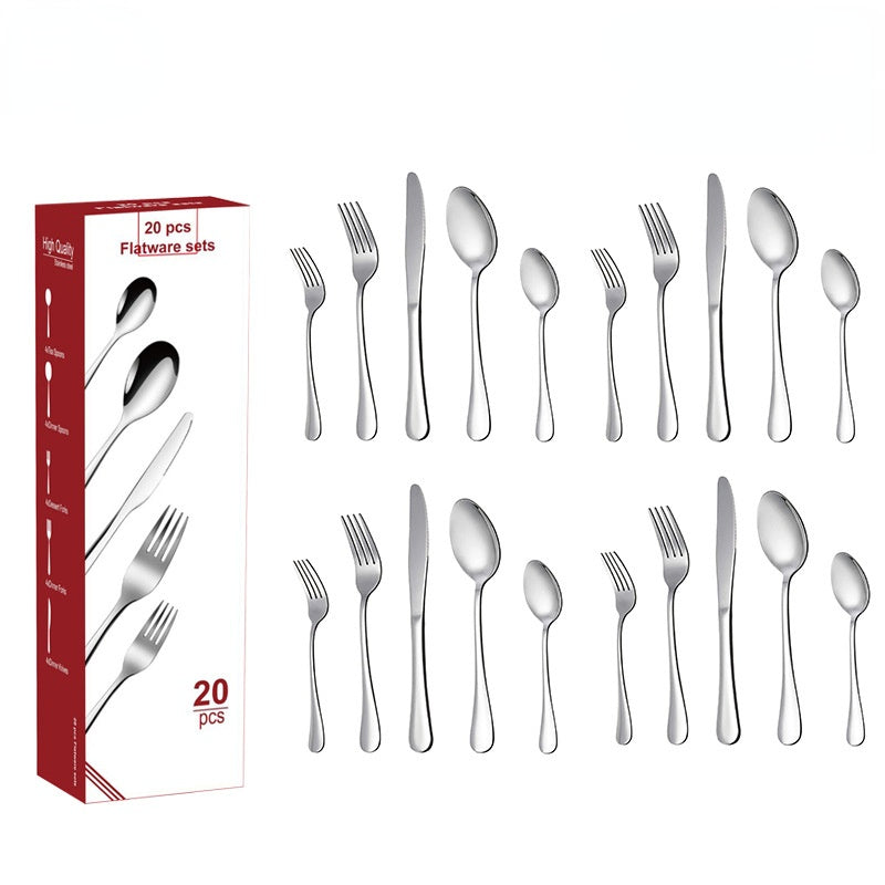 304 Stainless Steel Flatware Sets 20-Piece Set Western Food/Steak Knife, Fork and Spoon Suit