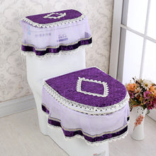 Load image into Gallery viewer, 3pcs Toilet Seat Cover Pads Korean Fabric Craft Gold Velvet Lace     Three-Piece Set   Dust
