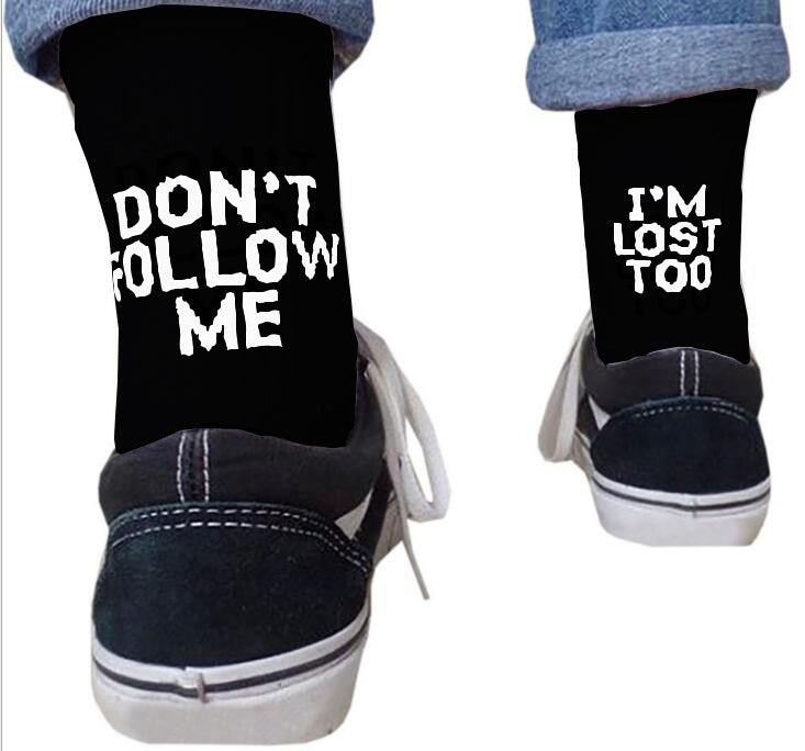 3 Pairs Trendy Printed Adult Men's and Women's Socks Dont Follow Me I AM Lose Too