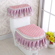 Load image into Gallery viewer, 3pcs Toilet Seat Cover Pads Korean Fabric Craft Gold Velvet Lace     Three-Piece Set   Dust
