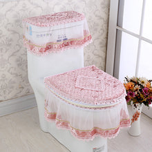 Load image into Gallery viewer, 3pcs Toilet Seat Cover Pads Korean Fabric Craft Gold Velvet Lace     Three-Piece Set   Dust
