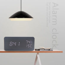 Load image into Gallery viewer, Smart Multi-Function Alarm Clock LED Display Wooden Clock Home Voice-Activated Luminous

