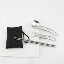 Lade das Bild in den Galerie-Viewer, 304 Stainless Steel Flatware Sets 3 Pcs/set Outdoor Camping Picnic Tableware Folding Knife, Fork and Spoon Chopsticks
