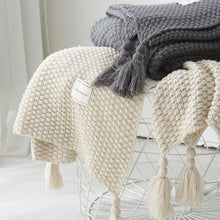 Load image into Gallery viewer, Tassel Knitted Ball Blanket Wool Blanket Air Conditioner Nap Blanket Shawl Blanket Sofa Casual Blanket
