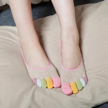 Lade das Bild in den Galerie-Viewer, 2 pair Cute Harajuku Colorful Toes Socks Low Cut Ankle Sock
