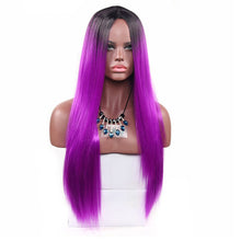 Load image into Gallery viewer, Women Wig Black Gradient Mid-Length Straight Hair Headgear W237
