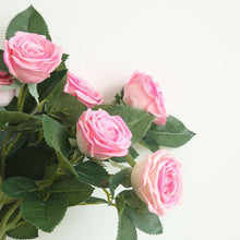 Load image into Gallery viewer, 2PC 2 Heads Dark Pink Tea Rose Artifical Fake Flower Plants Home Decoration Wedding Bouquet
