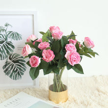 Load image into Gallery viewer, 2PC 2 Heads Dark Pink Tea Rose Artifical Fake Flower Plants Home Decoration Wedding Bouquet
