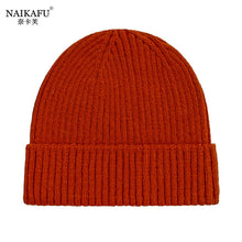 Lade das Bild in den Galerie-Viewer, Warm Winter Knit Beanie Hats  Korean Style Women Solid Color Sleeve Cap Unisex
