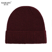 Lade das Bild in den Galerie-Viewer, Warm Winter Knit Beanie Hats  Korean Style Women Solid Color Sleeve Cap Unisex

