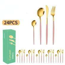 Lade das Bild in den Galerie-Viewer, 304 Stainless Steel Flatware Sets 6 People Western Food/Steak Knife, Fork and Spoon Gift Set
