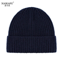 Lade das Bild in den Galerie-Viewer, Warm Winter Knit Beanie Hats  Korean Style Women Solid Color Sleeve Cap Unisex
