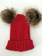Lade das Bild in den Galerie-Viewer, Warm Winter Knit Beanie Hats Foreign Trade Imitation Raccoon Fur Hat Autumn and Winter Parent-Child Unisex
