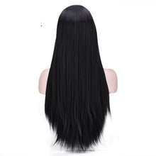 Load image into Gallery viewer, Women Wig Mid-Length Black Face Trimming Long Straight Hair Realistic Headgear W224
