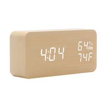 Load image into Gallery viewer, Smart Multi-Function Alarm Clock LED Display Wooden Clock Home Voice-Activated Luminous
