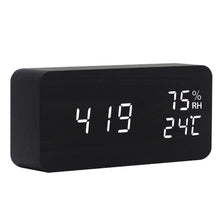 Load image into Gallery viewer, Smart Multi-Function Alarm Clock LED Display Wooden Clock Home Voice-Activated Luminous
