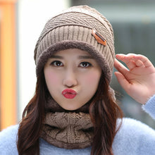 Load image into Gallery viewer, Warm Winter Knit Beanie Hats Women's Thick Set Earflaps Head-Wrapping Outdoor Korean Style Bandana Wool Unisex

