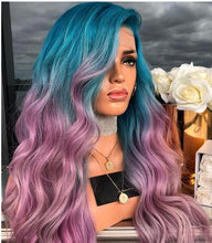 Lade das Bild in den Galerie-Viewer, Women Wig Gradient Dyeing Medium Long Straight Hair Micro Curly Hair W488
