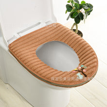 Load image into Gallery viewer, 3pcs Toilet Seat Cover Pads Washable Winter Cushion Warm Printing   Thicker Fleece

