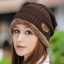 Load image into Gallery viewer, Warm Winter Knit Beanie Hats Women's Thick Set Earflaps Head-Wrapping Outdoor Korean Style Bandana Wool Unisex
