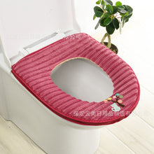 Load image into Gallery viewer, 3pcs Toilet Seat Cover Pads Washable Winter Cushion Warm Printing   Thicker Fleece
