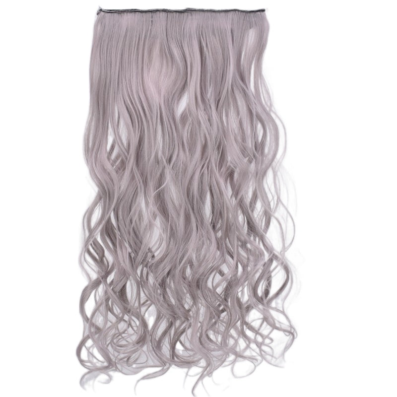 Women Wig Piece Hair Extension Five Clip Curly Hair OnePiece Hair Weft W491
