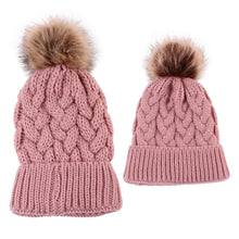Load image into Gallery viewer, Warm Winter Knit Beanie Hats  Pullover Spot Autumn Fur Ball Woolen Cap Unisex
