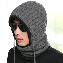 Lade das Bild in den Galerie-Viewer, Warm Winter Knit Beanie Hats Fleece-Lined Thickened Women's Neck Warmer Hooded PNE-Piece Suit Korean Unisex
