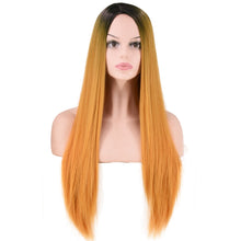 Lade das Bild in den Galerie-Viewer, Women Wig Dyed Gradient Color Hood Black Gradient Golden W429
