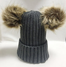 Lade das Bild in den Galerie-Viewer, Warm Winter Knit Beanie Hats Foreign Trade Imitation Raccoon Fur Hat Autumn and Winter Parent-Child Unisex

