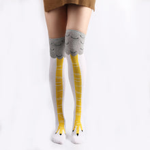 Load image into Gallery viewer, 2PCs Trendy Printed Adult Women&#39;s Cotton Socks Long/Mid-Calf Stockings Multi-Color Printed Chicken Feet
