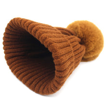 Load image into Gallery viewer, Warm Winter Knit Beanie Hats Parent-Child Artificial Rabbit-Fur Ball Hat for Women Autumn and Winter Unisex
