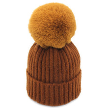 Load image into Gallery viewer, Warm Winter Knit Beanie Hats Parent-Child Artificial Rabbit-Fur Ball Hat for Women Autumn and Winter Unisex
