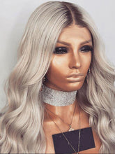 Load image into Gallery viewer, Women Wig Gradient Silver Gray Center-Parted Bangs Long Curly Hair W261
