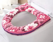 Load image into Gallery viewer, 3pcs Toilet Seat Cover Pads Home    Circle Net Red Thicker Fleece-Lined Large Winter
