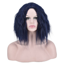 Load image into Gallery viewer, Women Wig Mid-Length Long Curly Head Cover Blue Black W285
