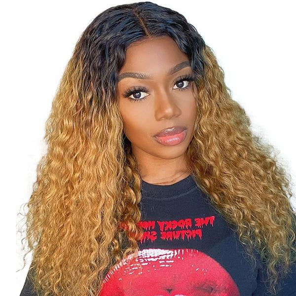 Women Wig African Black Gradient Brown Small Curly Hair W122