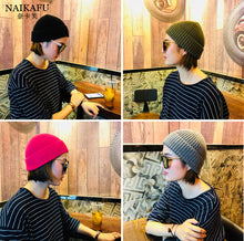 Lade das Bild in den Galerie-Viewer, Warm Winter Knit Beanie Hats  Korean Style Women Solid Color Sleeve Cap Unisex
