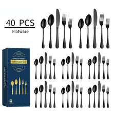 Lade das Bild in den Galerie-Viewer, 304 Stainless Steel Flatware Sets Five Components 40PCs Western Dessert Steak Knife and Fork Spoon Multi-Color Optional

