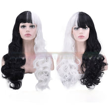 Load image into Gallery viewer, Women Wig Mid-Length Black and White Long Curly Hair Headgear W213
